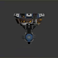 Futuristic Mechanical Weapon Design With Rotating Turret And Blue Orange Components