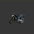Black Sporty Motorcycle With Modern Design Gold Rims And Reflective Surface