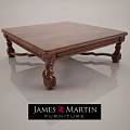 Elegant Wooden Coffee Table with Carved Twisted Legs and Decorative Base