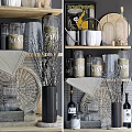 Stylish Kitchen Utensils Storage With Glass Jars Baskets And Mugs On Shelves