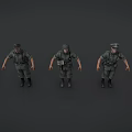 Military Game Movie Characters in Green Uniforms with Different Poses 3d model