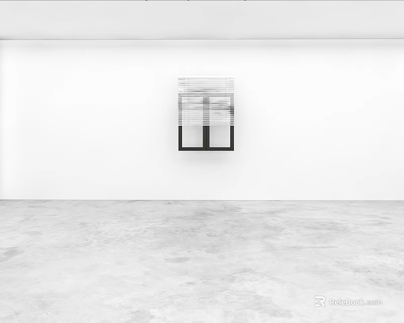 White Room Interior With Window Fitted Modern Blinds And Concrete Floor 3d model 