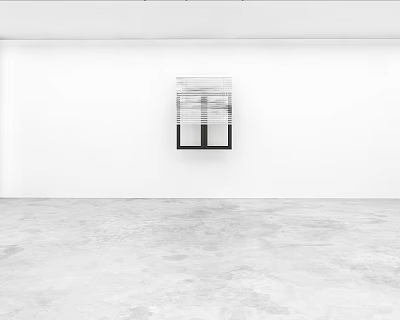 White Room Interior With Window Fitted Modern Blinds And Concrete Floor 3d model