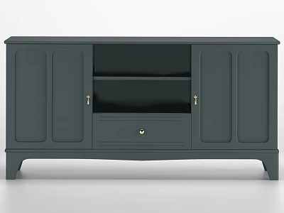 Dark Green Entryway Console Cabinet With Doors Drawer And Open Shelf 3d model