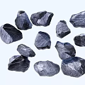 Natural Black Rough Stones And Wooden Accents For Decorative Projects At Home