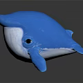 Blue And White Plush Whale Stuffed Toy With Black Eye And Fins