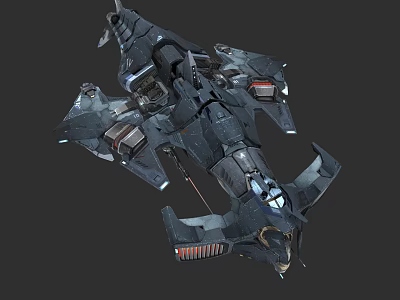 Armored Hammerhead Gun Weapon Sci-Fi Spaceship Battleship 3d model