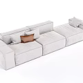 Light Gray Three Seater Sofa With Soft Cushions Modern Minimalist Upholstered Design