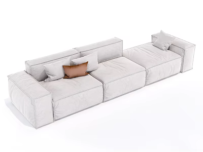 Light Gray Three Seater Sofa With Soft Cushions Modern Minimalist Upholstered Design 3d model