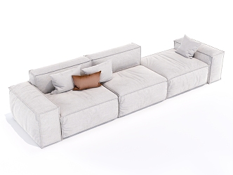 Modern three-seat sofa fabric multi-person sofa 3d model