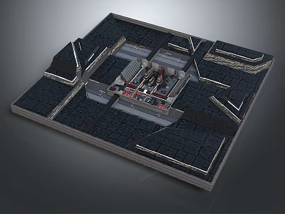 3D Model of Complex Engineering Structure With Pathways And Technical Modules 3d model