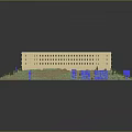 Detailed Colosseum Model Surrounded By Green Grass And Blue Blocks