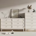 Modern White Dressers With Multiple Drawers Decorative Wall Art Dried Flowers And Small Sculptures