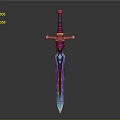 Colorful Fantasy Sword With Blue Purple Gradient And Decorative Hilt Design