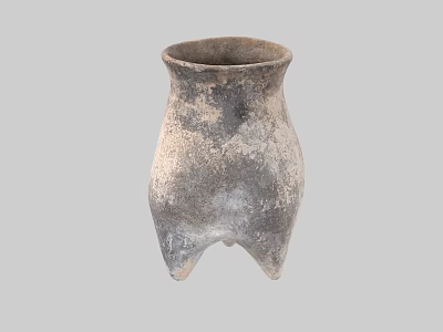 Ancient Three Legged Clay Vessel With Distressed Surface And Archaeological Significance 3d model