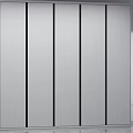 Modern White Wardrobe With Black Vertical Stripes And Minimalist Interior Design