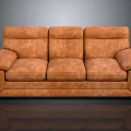Modern Brown Three Seater Sofa With Upholstered Backrest And Comfortable Armrests