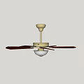 Ceiling Mounted Air Conditioner Fan With Wooden Blades And White Light Fixture