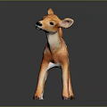 Standing Fawn Toy With Red Body And White Spots On Dark Background