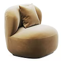Light Colored Modern Single Sofa with Upholstered Fabric and Rounded Cushion 3d model