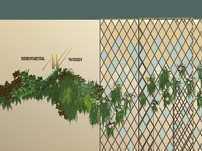 Meichen net red green plant wall background wall model