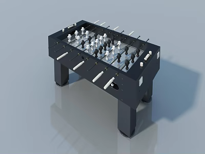 Black Foosball Table With White And Black Players Sturdy Legs Design 3d model