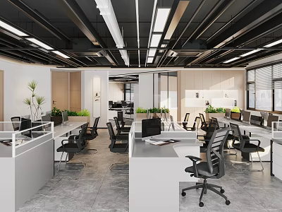 modern public office area office area 3d model