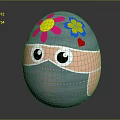 Decorative Ornament Set Featuring Painted Egg With Flowers Eyes And Mask