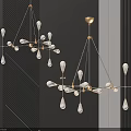 Modern Geometric Chandeliers With Gold Metal Arms And White Glass Bulbs