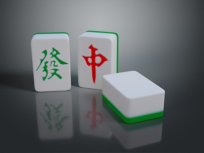 mahjong tiles mahjong four cakes chinese mahjong entertainment mahjong box items 3d model