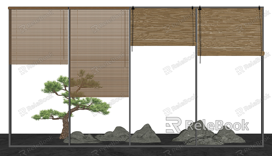 New Chinese-style Pine Bamboo Blinds Venetian Blinds Frockery Pine model