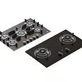 Two Modern Kitchen Gas Stove Appliances With Glass Top Multiple Burners And Control Knobs 3d model