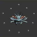 3D Rendering of Futuristic Spaceship With Small Drones Flying in Dark Background