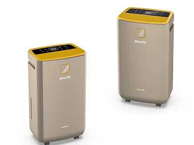 SHUO Beige Dehumidifiers With Yellow Top And Digital Display For Home Use 3d model