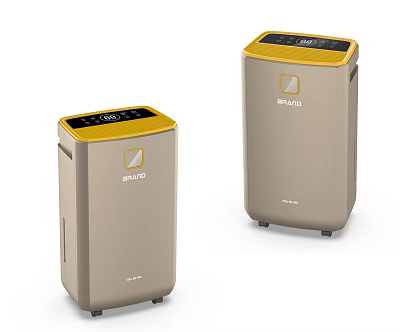 SHUO Beige Dehumidifiers With Yellow Top And Digital Display For Home Use 3d model