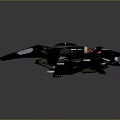 Futuristic Black Fighter Jet Model With Red White Accents And Sleek Aerodynamic Design