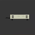 White Rectangular Electronic Device With Ventilation Grilles And Black Cable