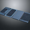Four Different Flat Panel Equipment Devices With Black And Blue Surface Designs