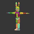 Yellow Wooden Figure With Rabbit Ears And Pink Polka Dot Vest Arms Outstretched