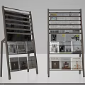 Modern Standing Bookshelves With Metal Frame And Multiple Shelves Displaying Magazines And Newspapers