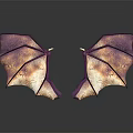 Purple And Orange Dragon Wing Shaped Textured Wall Decor For Modern Interior