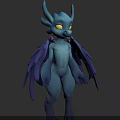 Blue Dragon 3D Character With Horns Wings And Yellow Eyes Mythical Creature
