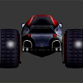 Red And Silver Futuristic Racing Car Streamlined Body With Large Red Rimmed Wheels Reflective Surface