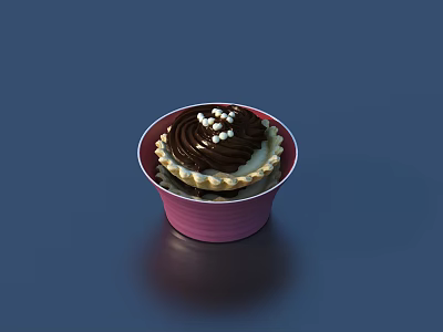 Delicious Chocolate Frosted Dessert Pastry In Pink Cup With White Sprinkles On Top 3d model