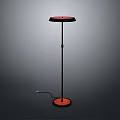 Modern Floor Lamp With Red Shade Black Pole Red Base And Power Cord