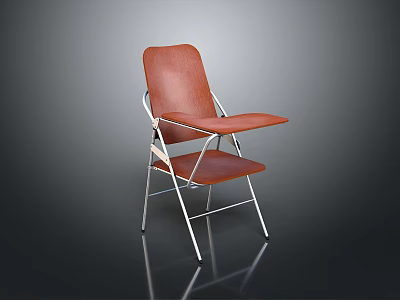 Modern Orange Leather Dining Chair With Metal Frame And Comfortable Armrest 3d model