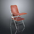 Modern Orange Leather Dining Chair With Metal Frame And Comfortable Armrest