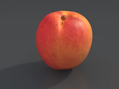 Fresh Ripe Peach With Shiny Red And Orange Skin On Gray Background 3d model