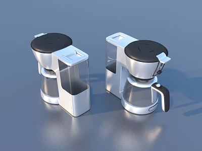 Two Modern Silver And Black Coffee Makers With Transparent Parts For Daily Use 3d model