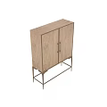 Elegant Modern Wooden Cabinet Featuring Burl Wood Surface And Metal Handles Legs